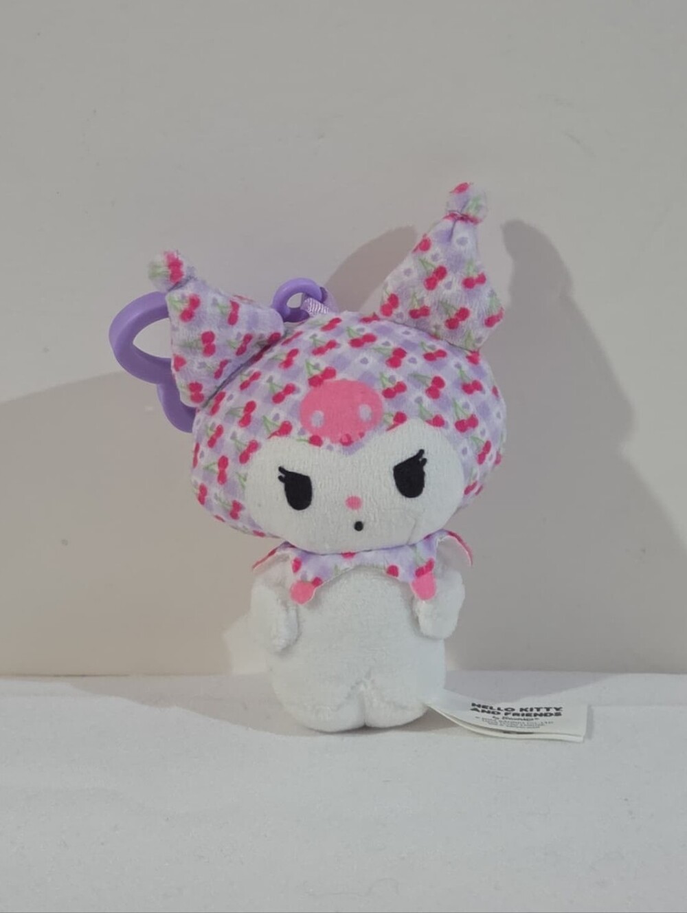 cherry pattern Kuromi plushie keychain